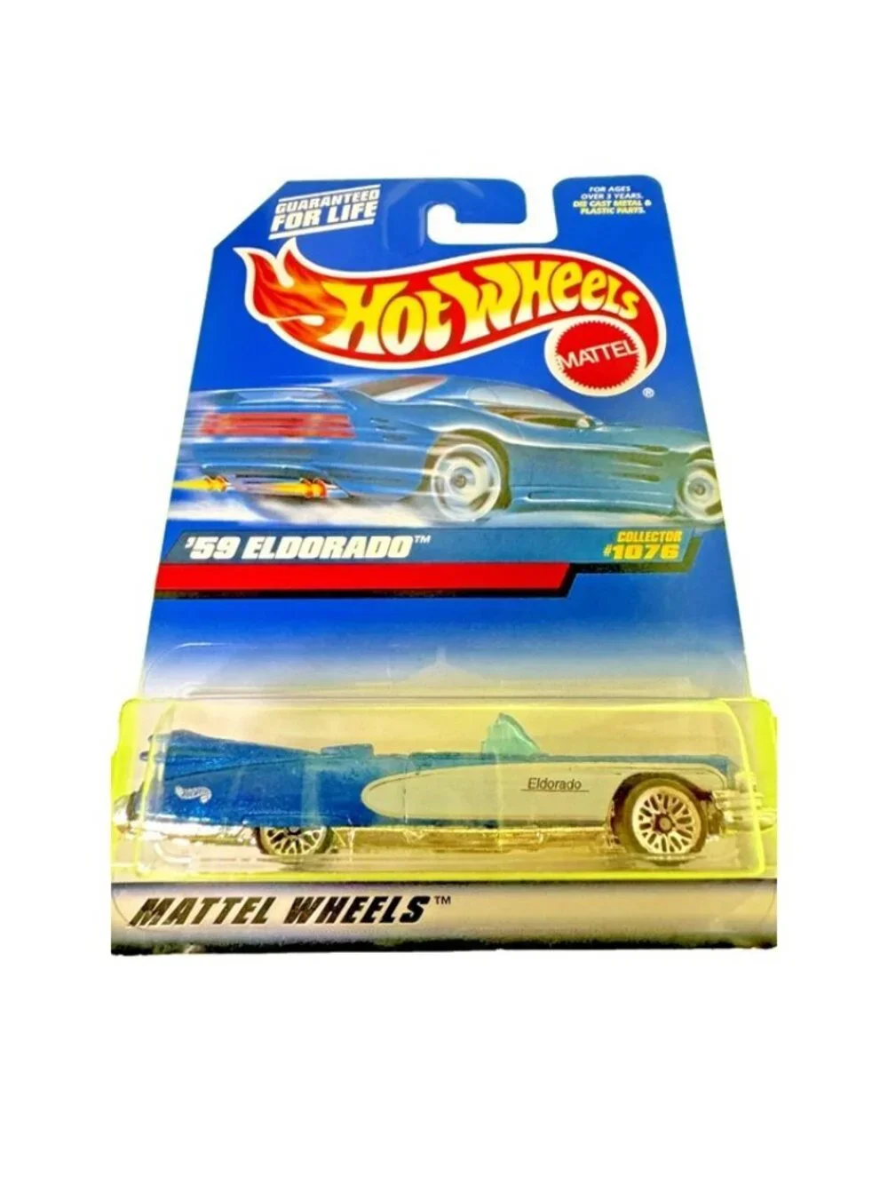 Vintage Die Cast Hot Wheels Mattel 59 Eldorado Car 1998 Collector 1078 Blue Whit